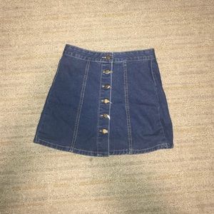 Button-up denim skirt